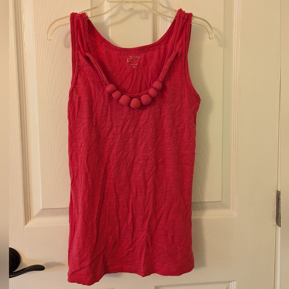 Loft women's pink necklace detail tank top